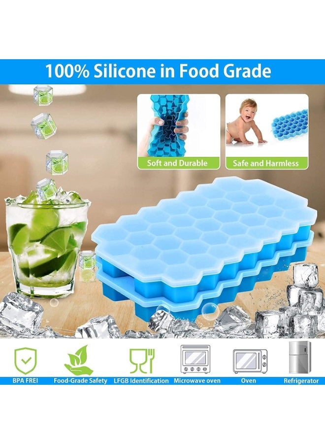 صينية مكعبات ثلج بغطاء، قوالب سيليكون وعبوة واحدة من 37 خلية ثلج، معتمدة من قانون الأغذية والسلع الألمانية، خالية من البيسفينول ايه (متعددة الالوان، عبوة واحدة) - Image 4